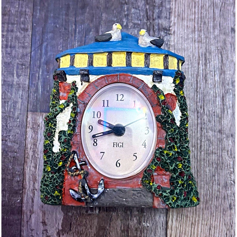 FIGI Vintage 1997 House Lighthouse Resin Analog Desk Clock Arabic Numerals